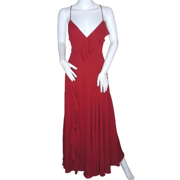 Fame and Partners Callais Dress Maxi Ruffle Asymmetrical Hem Aesthetic NWOT $345 - Picture 4 of 9